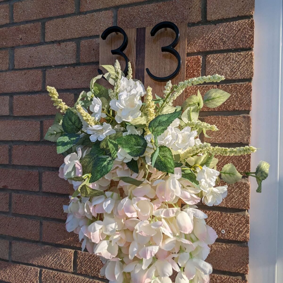 House number/address sign planter - Solid Oak and Black Walnut