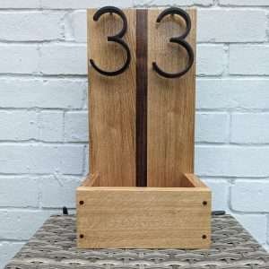 House number/address sign planter - Solid Oak and Black Walnut