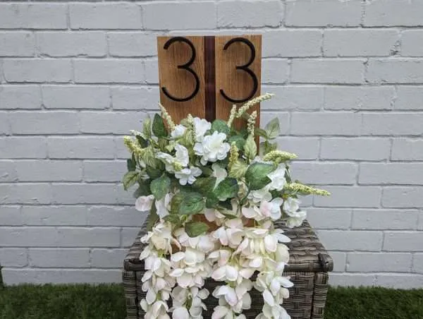 House number/address sign planter - Solid Oak and Black Walnut