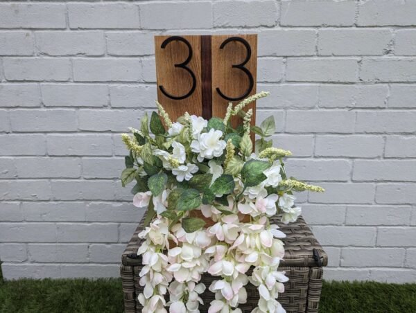 House number/address sign planter - Solid Oak and Black Walnut