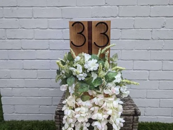 House number/address sign planter - Solid Oak and Black Walnut