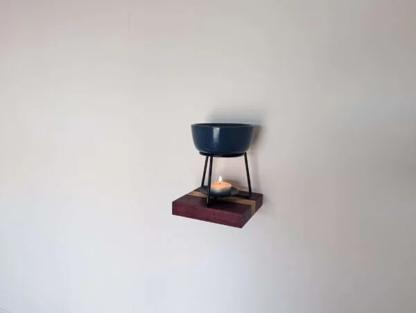 Mini floating screw in shelf - Purpleheart & Oak