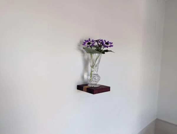 Mini floating screw in shelf - Purpleheart & Oak