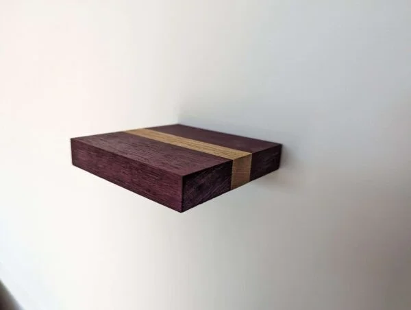 Mini floating screw in shelf - Purpleheart & Oak
