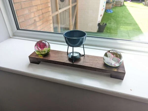 Low profile Windowsill stand/riser, bathroom and countertop shelf, plant display, shop display - Solid Black Walnut