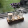 Low profile Windowsill stand, bathroom and countertop riser, plant display shelf, shop display - Solid Oak