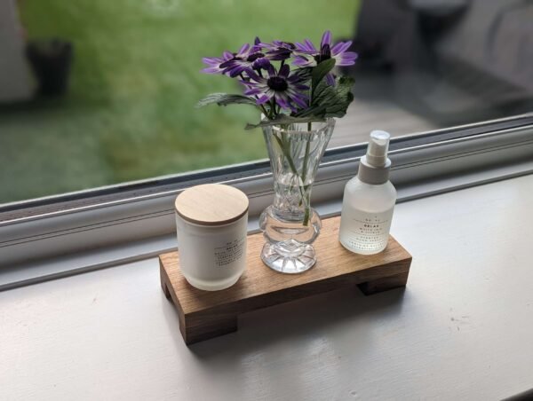 Low profile Windowsill stand, bathroom and countertop riser, plant display shelf, shop display - Solid Oak