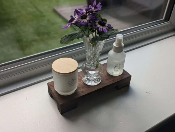 Low profile Windowsill stand/riser, bathroom and countertop shelf, plant display, shop display - Solid Black Walnut