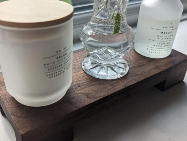 Low profile Windowsill stand/riser, bathroom and countertop shelf, plant display, shop display - Solid Black Walnut