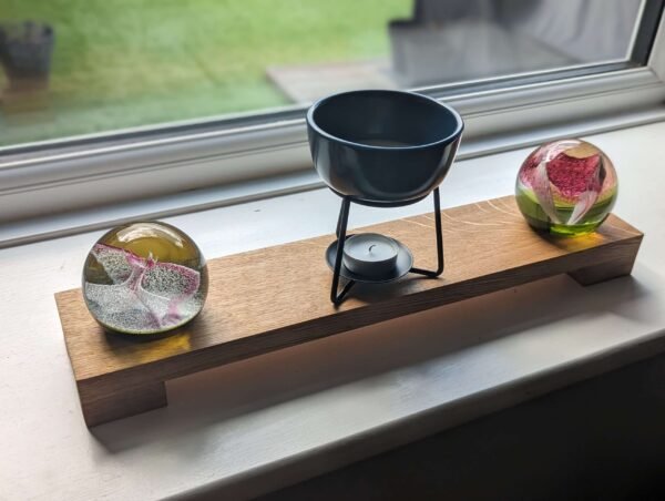 Low profile Windowsill stand, bathroom and countertop riser, plant display shelf, shop display - Solid Oak