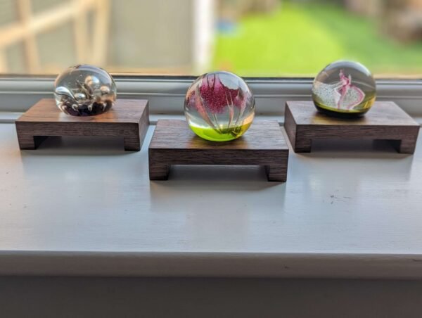 Low profile Windowsill stands, bathroom and countertop risers, plant display shelfs, crystal display – Solid Black Walnut – Set of 3