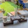 Low profile Windowsill stands, bathroom and countertop risers, plant display shelfs, crystal display – Solid Black Walnut – Set of 3