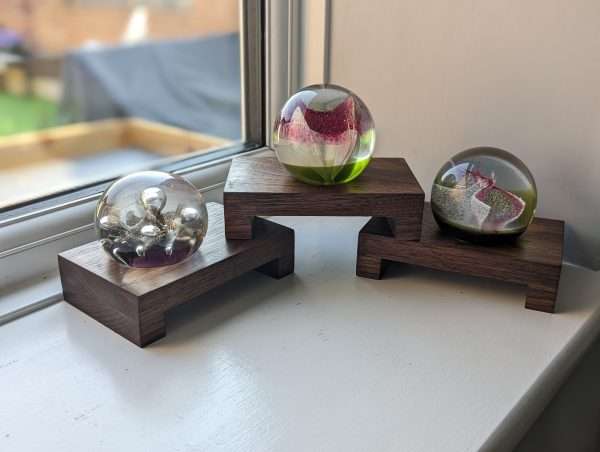 Low profile Windowsill stands, bathroom and countertop risers, plant display shelfs, crystal display – Solid Black Walnut – Set of 3
