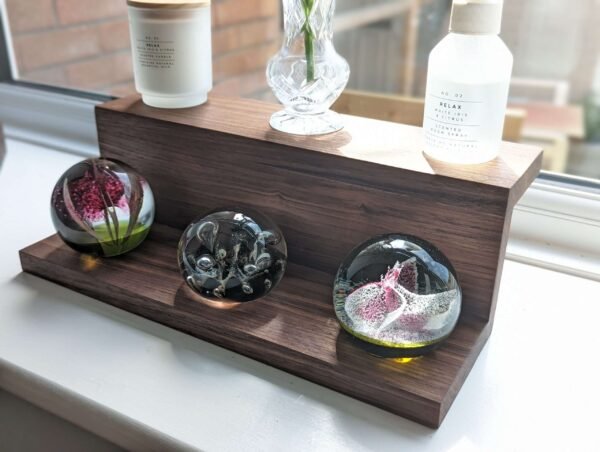 Floating countertop shelf, Windowsill stand, bathroom shelf, plant display shelf, shop display - Solid Black Walnut