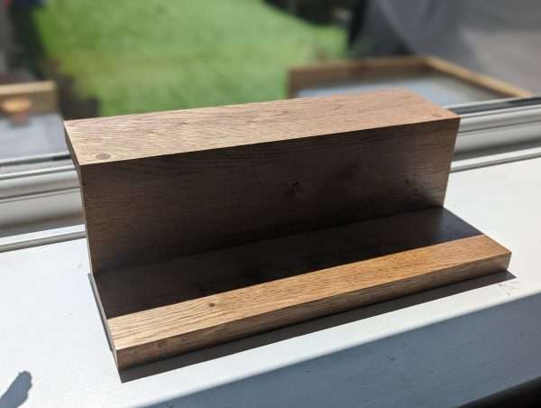 Solid Oak floating display shelf, Countertop riser stand, crystal display, windowsill stand