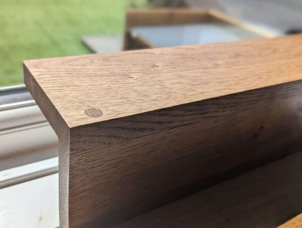 Solid Oak floating display shelf, Countertop riser stand, crystal display, windowsill stand