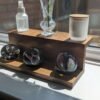 Solid Oak floating display shelf, Countertop riser stand, crystal display, windowsill stand