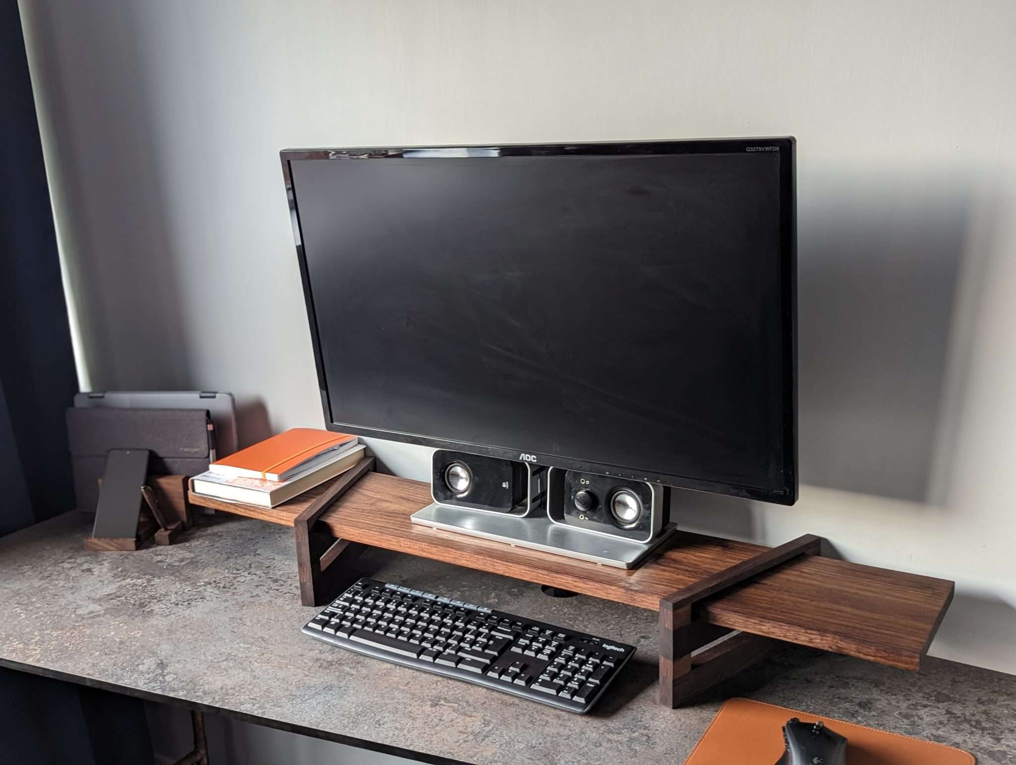 Adjustable Black Walnut monitor stand/shelf/riser, iMac stand… – Wood ...