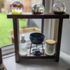 Black Walnut Square Countertop shelf stand, bathroom riser organiser, crystal display pedestal