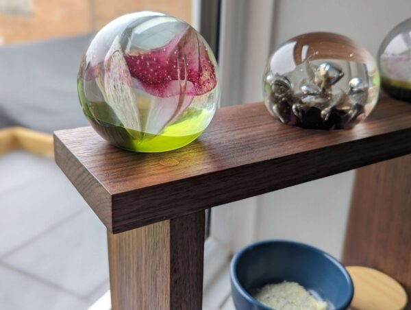 Black Walnut Square Countertop shelf stand, bathroom riser organiser, crystal display pedestal