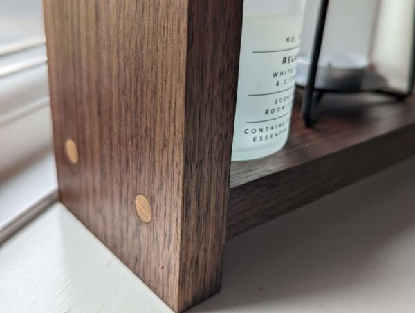 Black Walnut Square Countertop shelf stand, bathroom riser organiser, crystal display pedestal
