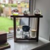 Black Walnut Square Countertop shelf stand, bathroom riser organiser, crystal display pedestal