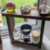 Black Walnut Square Countertop shelf stand, bathroom riser organiser, crystal display pedestal