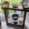 Black Walnut Square Countertop shelf stand, bathroom riser organiser, crystal display pedestal