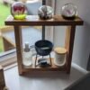 Oak Square Countertop shelf stand, bathroom riser organiser, crystal display pedestal