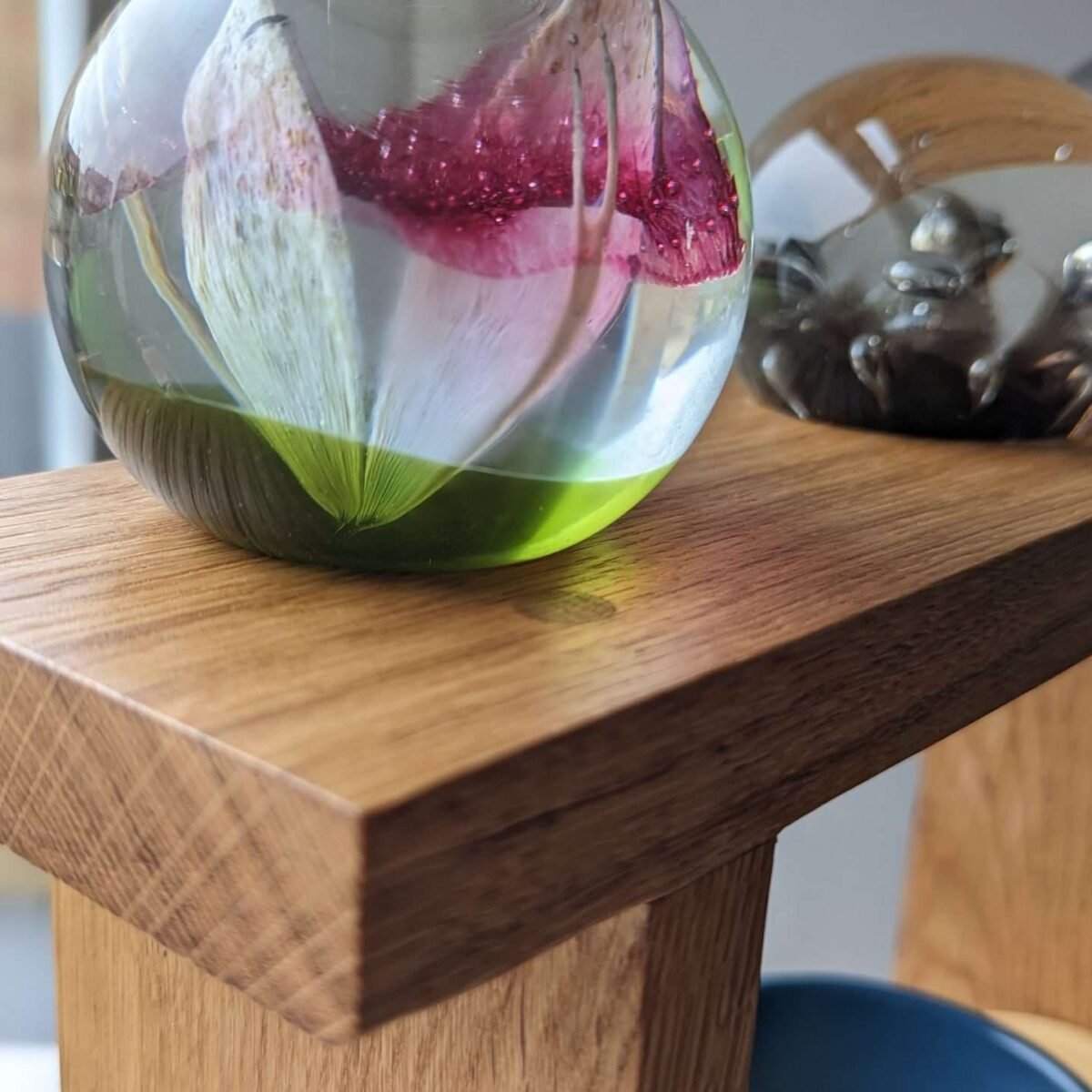 Oak Square Countertop shelf stand, bathroom riser organiser, crystal display pedestal