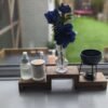 Low profile Windowsill stands, bathroom soap tray, countertop risers, ornament display shelfs, crystal display - set of 3 - Solid Oak