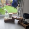 Low profile Windowsill stands, bathroom soap tray, countertop risers, ornament display shelfs, crystal display - set of 3 - Solid Oak