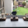 Low profile Windowsill stands, bathroom soap tray, countertop risers, ornament display shelfs, crystal display - set of 3 - Solid Oak