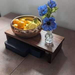 Large raised Dining table runner/centerpiece, Countertop shelf riser - Black Walnut