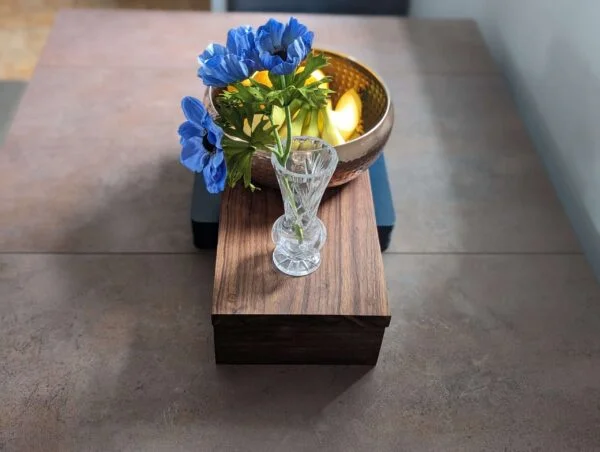 Large raised Dining table runner/centerpiece, Countertop shelf riser - Black Walnut