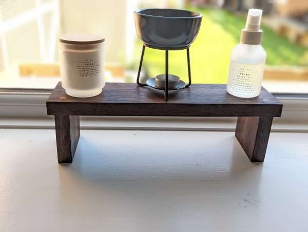 Raised Countertop shelf, kitchen stand, crystal altar, windowsill riser, bathroom shelf - Black Walnut