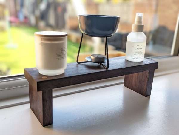 Raised Countertop shelf, kitchen stand, crystal altar, windowsill riser, bathroom shelf - Black Walnut