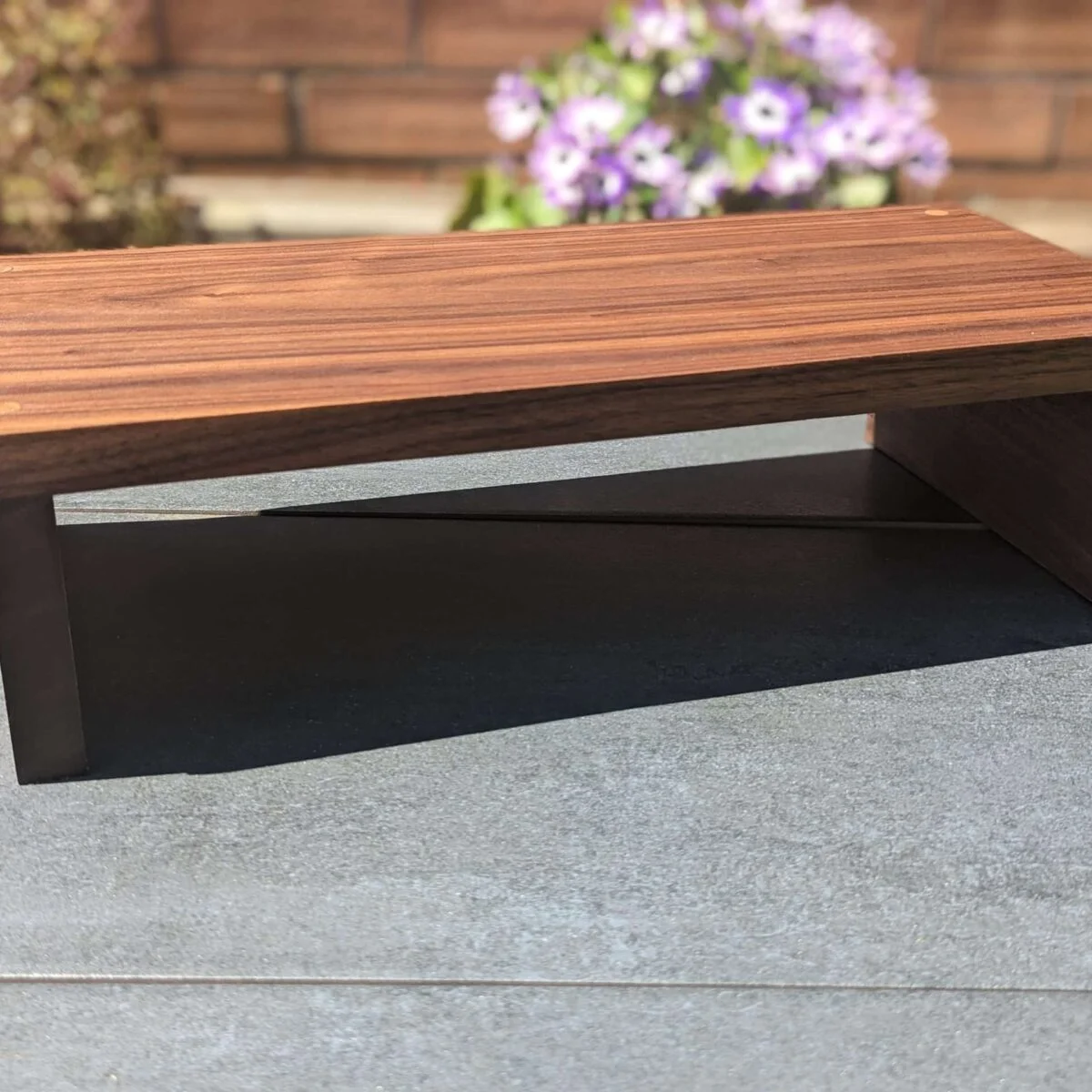 Large raised Dining table runner/centerpiece, Countertop shelf riser - Black Walnut
