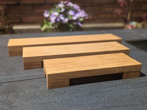 Low profile Windowsill stand, bathroom and countertop riser, plant display shelf, shop display - Solid Oak