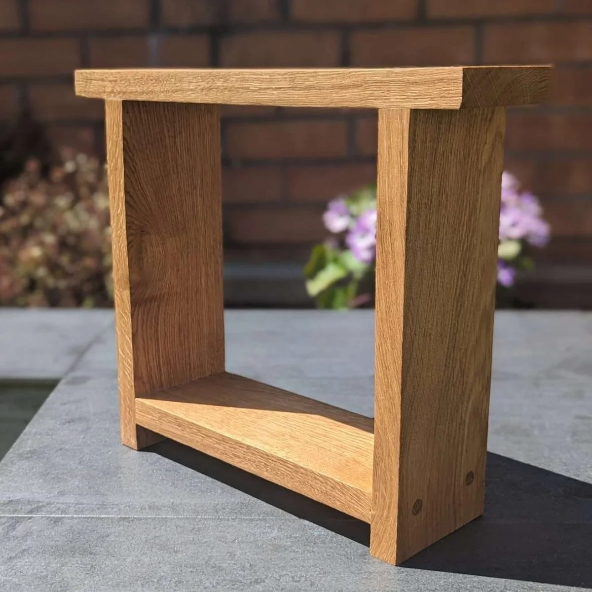 Oak Square Countertop shelf stand, bathroom riser organiser, crystal display pedestal