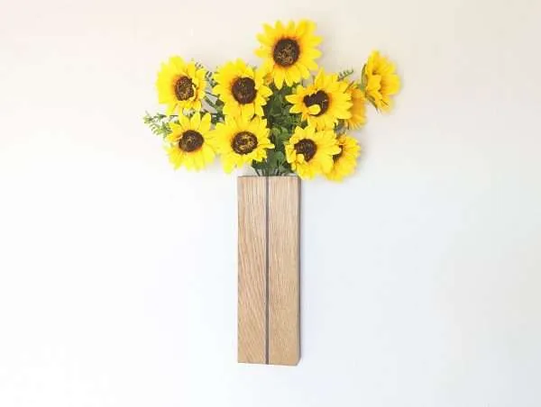 Wall vase, wall pocket plant holder, indoor planter, dried, artificial and faux flower holder - Solid Oak & Purpleheart