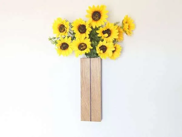 Wall vase, wall pocket plant holder, indoor planter, dried, artificial and faux flower holder - Solid Oak & Purpleheart