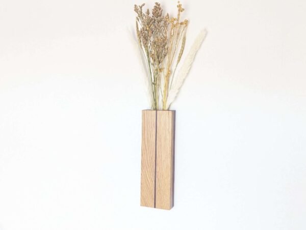 Wall vase, wall pocket plant holder, indoor planter, dried, artificial and faux flower holder - Solid Oak & Purpleheart