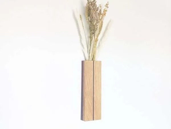 Wall vase, wall pocket plant holder, indoor planter, dried, artificial and faux flower holder - Solid Oak & Purpleheart