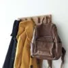 Solid Oak and Black Walnut Coat Rack, Wooden Coat Hooks, Scandi Coat Pegs