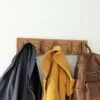 Solid Oak and Black Walnut Coat Rack, Wooden Coat Hooks, Scandi Coat Pegs