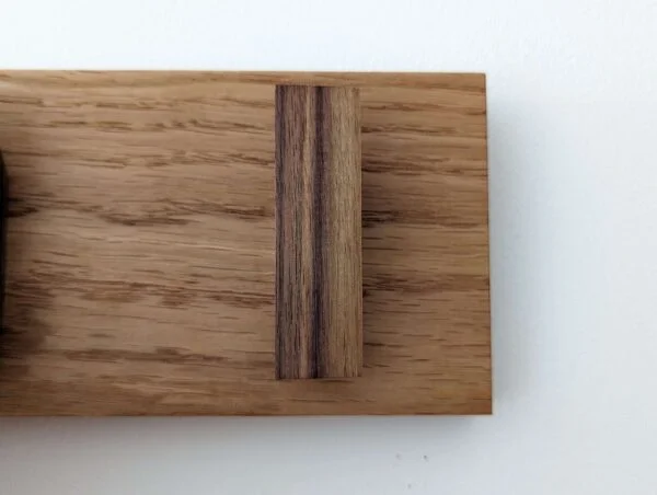 Solid Oak and Black Walnut Coat Rack, Wooden Coat Hooks, Scandi Coat Pegs