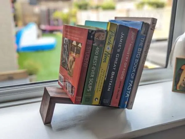 Tabletop Book Storage, Book Stand, Book Rack, Magazine Rack, Bookcase - Black Walnut
