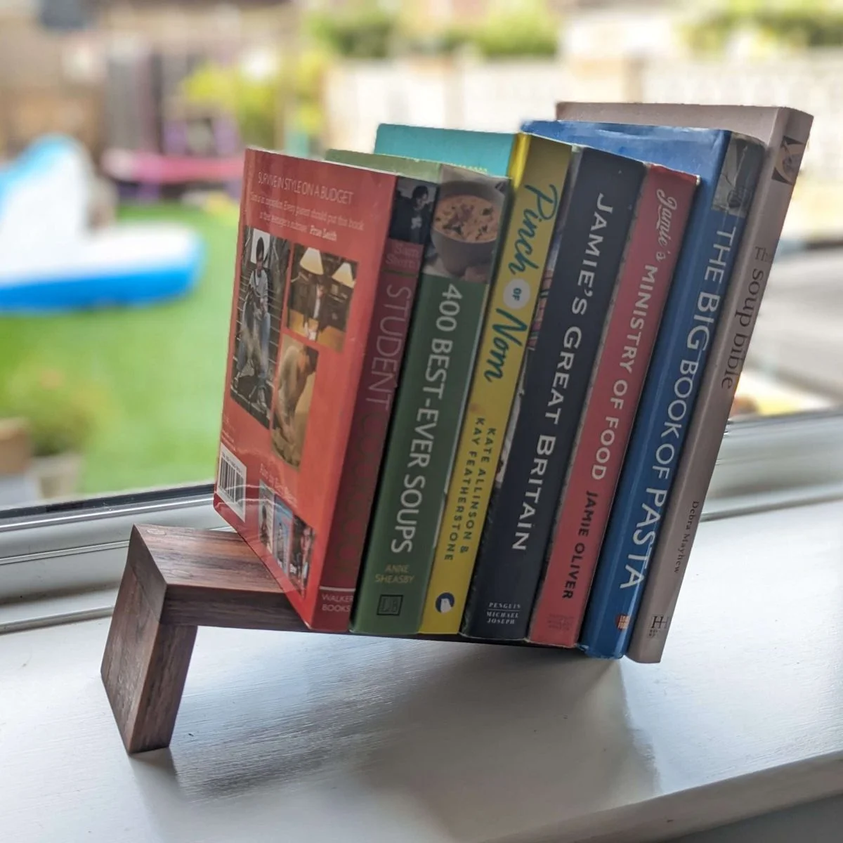 Tabletop Book Storage, Book Stand, Book Rack, Magazine Rack, Bookcase - Black Walnut