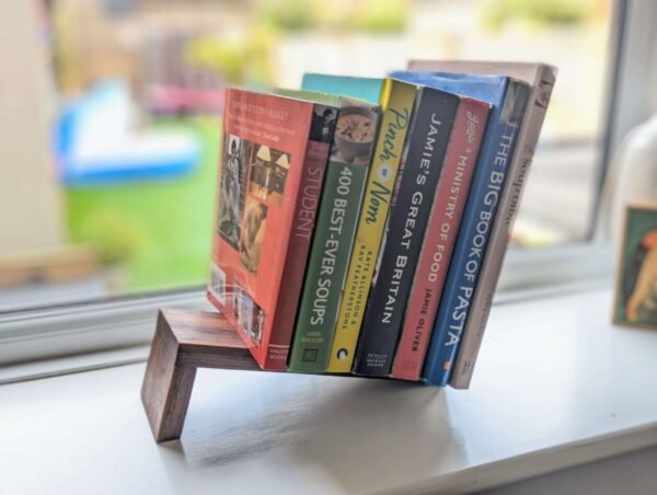 Tabletop Book Storage, Book Stand, Book Rack, Magazine Rack, Bookcase - Black Walnut